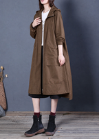 Kvinnors Trenchcoat med Luvhuva och Blixtlås