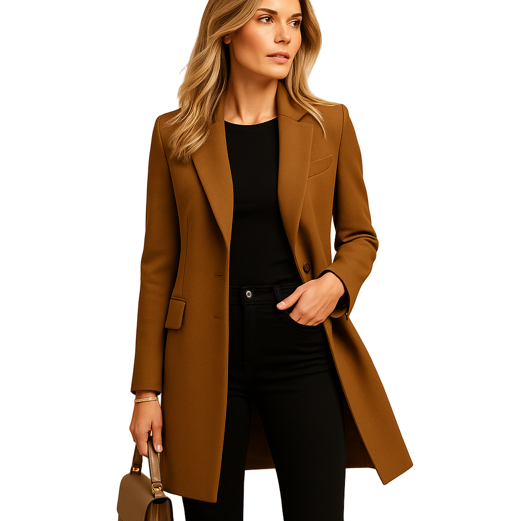 Damer Dubbelknäppt Trenchcoat i Traditionell Stil