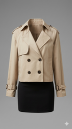 Kort Trench Coat - Skärp - Dubbelknäppt - Beige Trench Coat - Trench Coat Dam