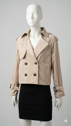Kort Trench Coat - Skärp - Dubbelknäppt - Beige Trench Coat - Trench Coat Dam