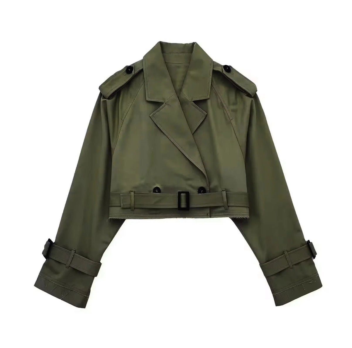 Kort Trenchjacka – skärp – dubbelknäppt – kort trenchcoat – damjacka
