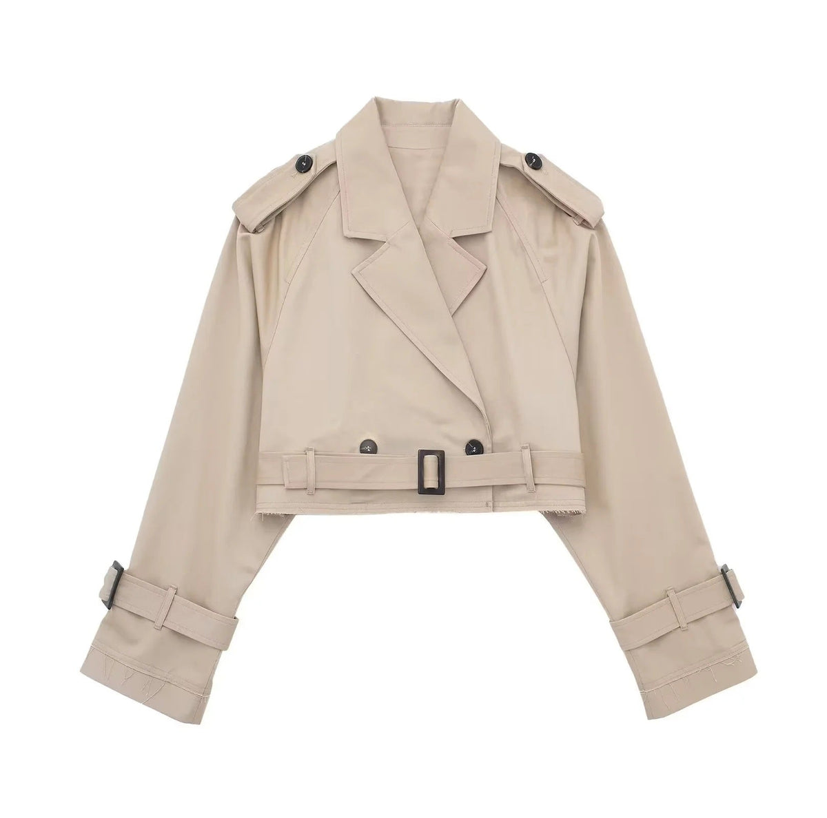 Kort Trenchjacka – skärp – dubbelknäppt – kort trenchcoat – damjacka