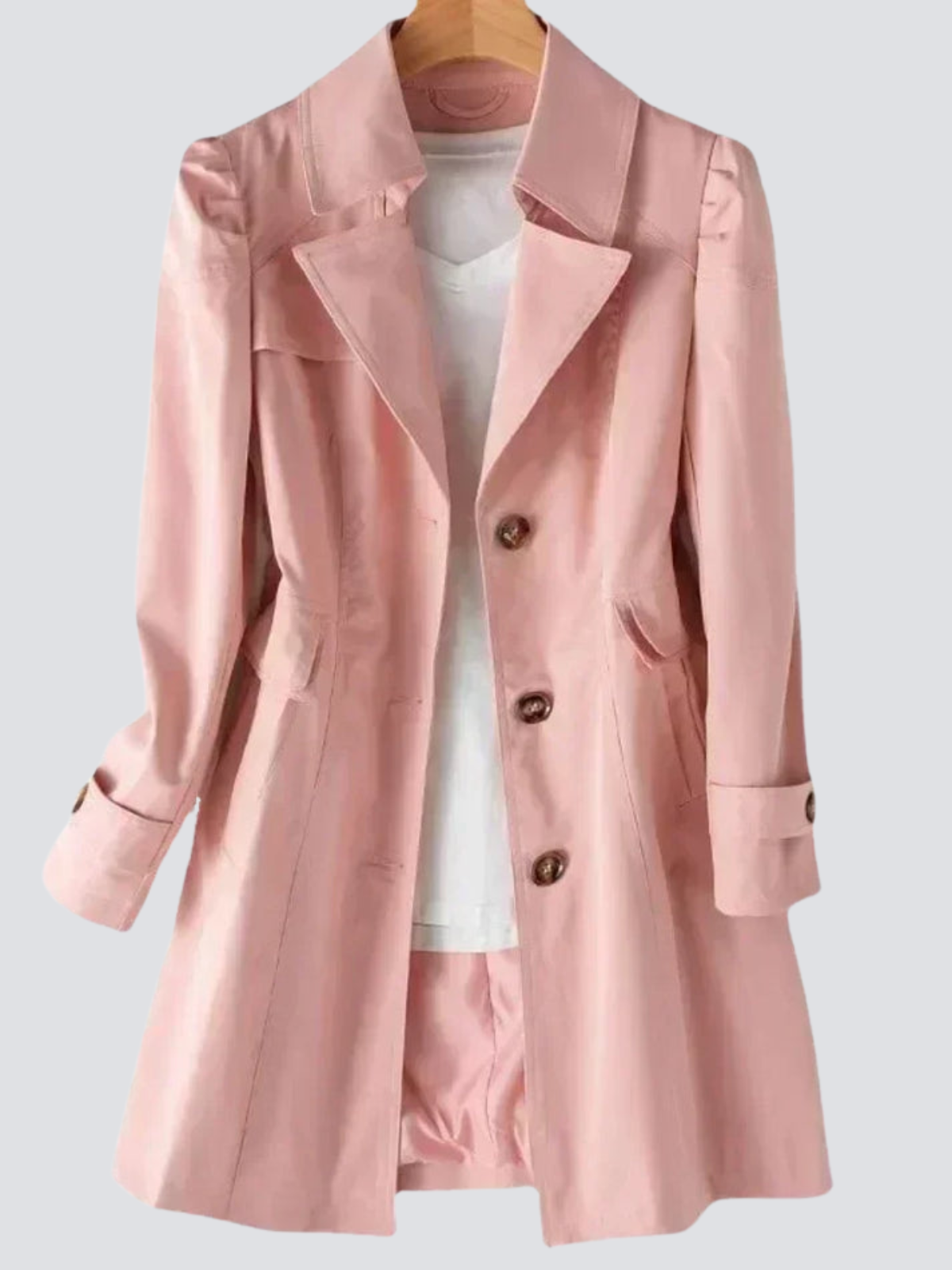 Kvinnors Beige Trenchcoat med Nutida Formgivning