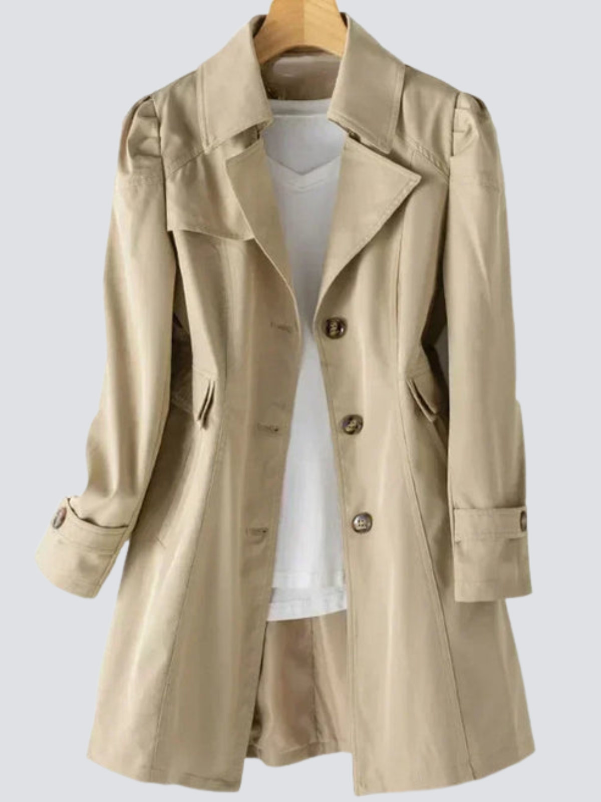 Kvinnors Beige Trenchcoat med Nutida Formgivning