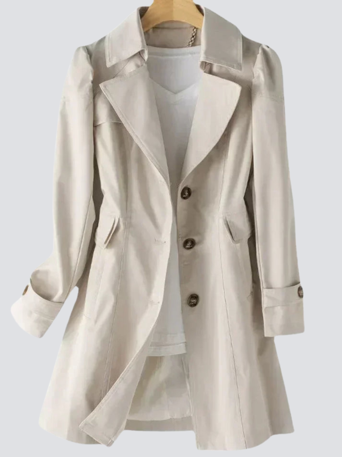 Kvinnors Beige Trenchcoat med Nutida Formgivning