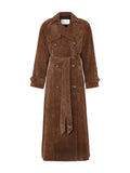 Kvinnors Lång Trench Coat i Brunt för Höst & Vinter