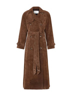 Kvinnors Lång Trench Coat i Brunt för Höst & Vinter