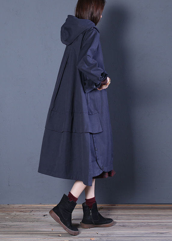 Kvinnors Trenchcoat med Luvhuva och Blixtlås