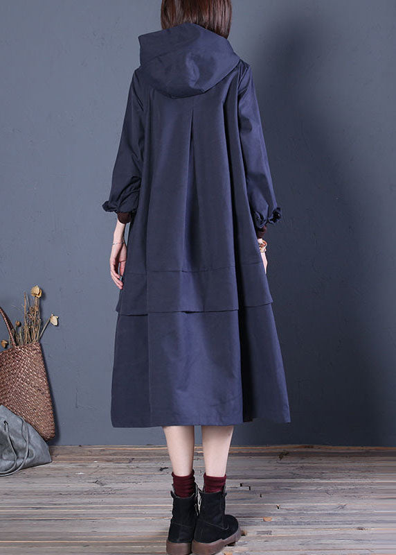 Kvinnors Trenchcoat med Luvhuva och Blixtlås