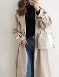 Lång Trench Coat - Enkelknäppt Beige Vattentät Trench Coat för kvinnor