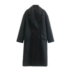 Trenchcoat i ull - Dubbelknäppt - Rymlig - Lång ullkappa - Vinterkappor & jackor för dam