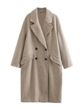 Trenchcoat i ull - Dubbelknäppt - Rymlig - Lång ullkappa - Vinterkappor & jackor för dam