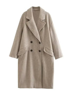 Trenchcoat i ull - Dubbelknäppt - Rymlig - Lång ullkappa - Vinterkappor & jackor för dam