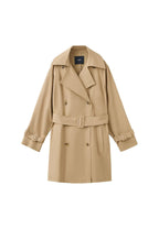 Elin, beige kort trenchcoat med skärp, produktbild