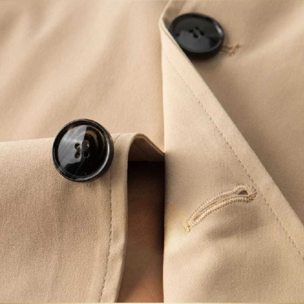Dam Traditionell Kort Trenchcoat med Bred Krage